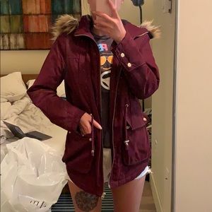 Asos burgundy parka US 4
